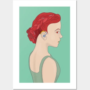 Girl using a hearing aid Posters and Art